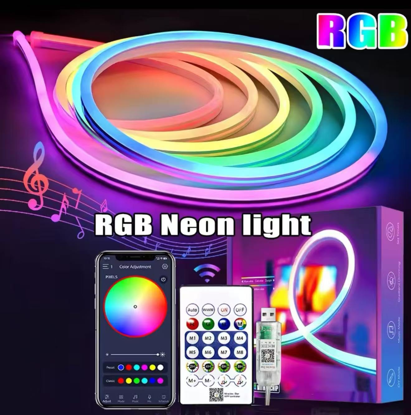 LumaGlow RGB Neon Rope Light (5M LED Strip)
