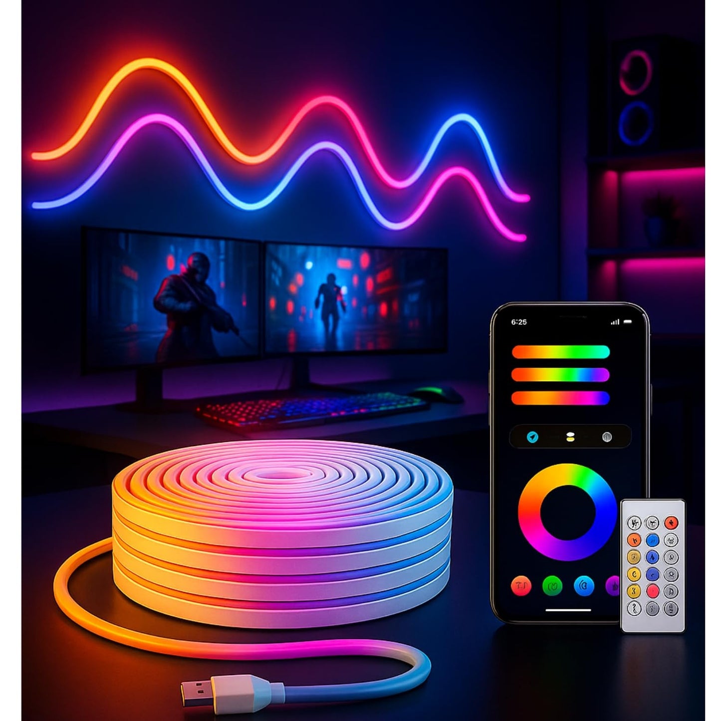LumaGlow RGB Neon Rope Light (5M LED Strip)